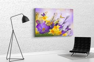 Картина в гостиную спальню для интерьера Весенние цветы KIL Art 122x81 см (642)