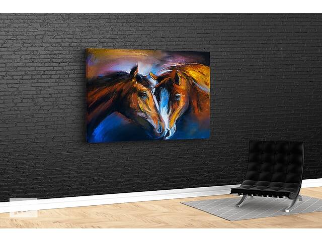 Картина в гостиную спальню для интерьера Влюбленные кони KIL Art 51x34 см (522)