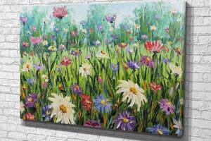 Картина у вітальню спальню для інтер'єру Живописні квіти на лузі KIL Art 81x54 см (686)