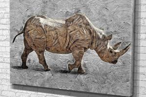 Картина в гостиную спальню для интерьера Живописный носорог KIL Art 51x34 см (559)