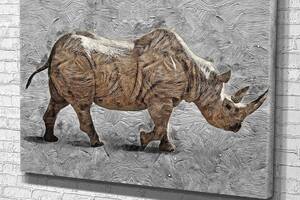 Картина в гостиную спальню для интерьера Живописный носорог KIL Art 122x81 см (559)