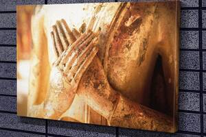 Картина у вітальню спальню для інтер'єру Золота статуя Будди KIL Art 122x81 см (824)