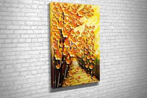 Картина у вітальню спальню для інтер'єру Золоті квіти KIL Art 122x81 см (482)