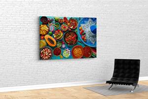 Картина на кухню для інтер'єру Яскрава їжа KIL Art 122x81 см (424)