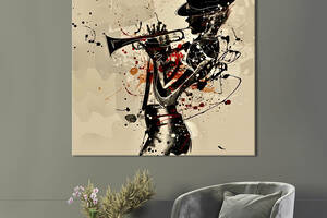 Картина в офис KIL Art Абстрактная девушка с духовым музыкальным инструментом 80х80 см (1art_46)