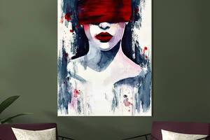 Картина в офис KIL Art Абстрактная девушка с красной повязкой на глазах 80x54 см (2art_33)