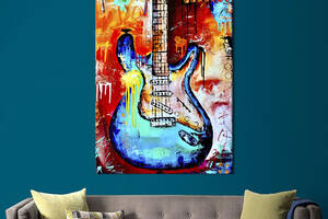 Картина в офис KIL Art Абстрактная голубая гитара на ярком фоне 120x80 см (2art_174)