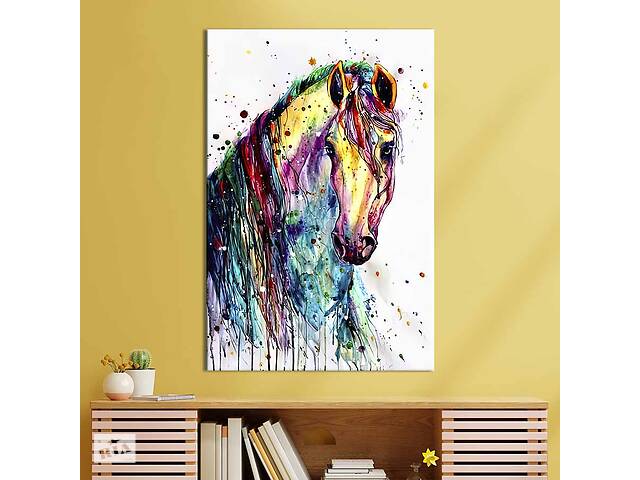 Картина в офис KIL Art Абстрактная красочная лошадь 120x80 см (2art_220)