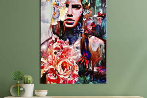 Картина в офис KIL Art Абстрактная красивая девушка с цветами 80x54 см (2art_146)