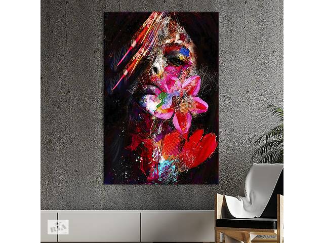 Картина в офис KIL Art Абстрактная страстная женщина с цветком 120x80 см (2art_10)