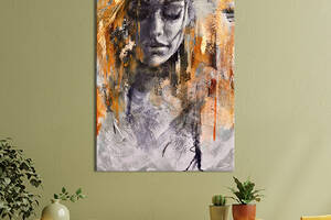 Картина в офис KIL Art Абстрактная золотистая красивая девушка 80x54 см (2art_38)