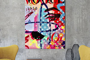 Картина в офис KIL Art Абстрактное лицо на обложке журнала Vogue 80x54 см (2art_147)