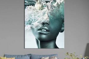 Картина в офис KIL Art Абстракция африканская девушка и морские волны 80x54 см (2art_224)