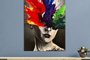 Картина в офис KIL Art Абстракция девушка и взрыв ярких красок 120x80 см (2art_45)