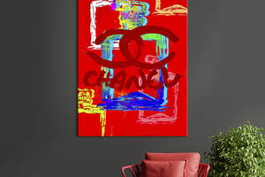Картина в офис KIL Art Абстракция духи Шанель с красным фоном 80x54 см (2art_148)
