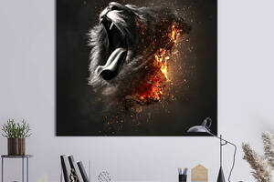 Картина в офис KIL Art Абстракция пылающий лев 80х80 см (1art_92)