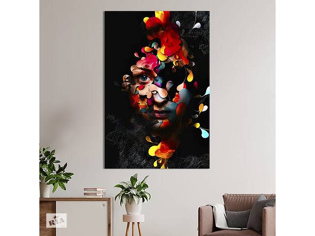 Картина в офис KIL Art Абстракция загадочное лицо девушки в ярких красках 51x34 см (2art_95)