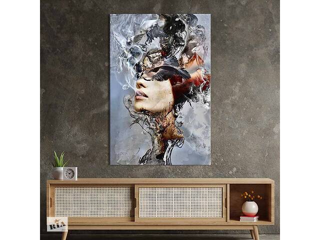 Картина в офис KIL Art Абстракция женщина и птицы 120x80 см (2art_339)