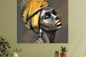 Картина в офис KIL Art Африканская девушка с жёлтой помадой 50х50 см (1art_36)