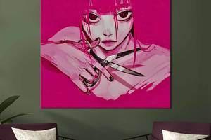 Картина в офис KIL Art Аниме-девушка с розовыми волосами 80х80 см (1an_15)