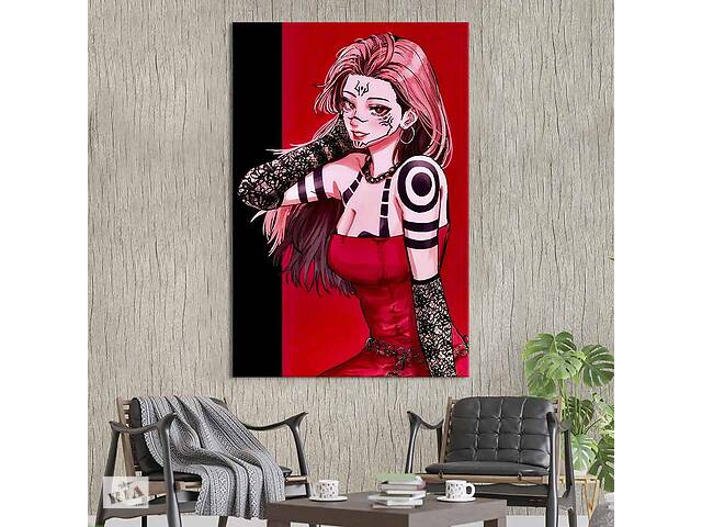 Картина в офис KIL Art Аниме-девушка с розовыми волосами и татуировками 51x34 см (2an_65)