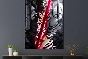 Картина в офис KIL Art Аста с клинком в тёмном лесу, аниме Чёрный клевер 80x54 см (2an_76)