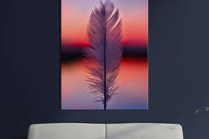Картина в офис KIL Art Белое перо птицы на фоне заката 80x54 см (2art_289)