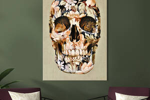 Картина в офис KIL Art Череп с цветочным узором на светлом фоне 80x54 см (2art_254)