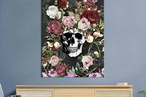 Картина в офис KIL Art Череп среди цветов роз 120x80 см (2art_204)
