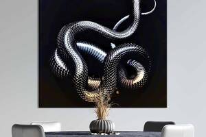 Картина в офис KIL Art Чёрная блестящая змея 80х80 см (1art_97)