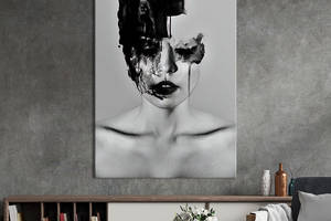 Картина в офис KIL Art Чёрно-белая абстрактная девушка 80x54 см (2art_42)