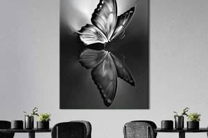 Картина в офис KIL Art Чёрно-белая изысканная бабочка 80x54 см (2art_316)