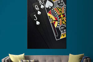 Картина в офис KIL Art Чёрные игральные карты на чёрном фоне 120x80 см (2art_121)