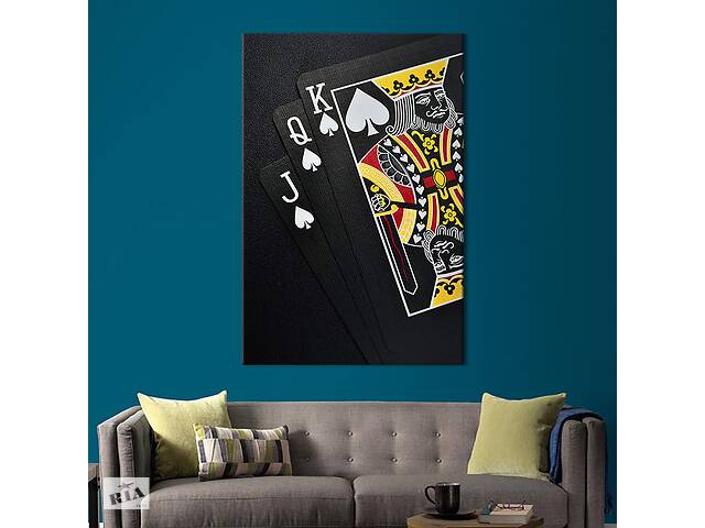 Картина в офис KIL Art Чёрные игральные карты на чёрном фоне 51x34 см (2art_121)