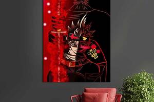 Картина в офис KIL Art Демоническая сущность Асти - героя аниме Чёрный клевер 80x54 см (2an_25)