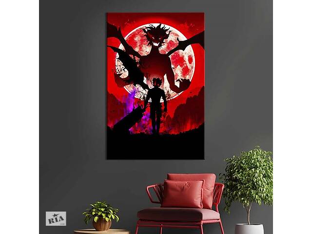 Картина в офис KIL Art Демонический Аста - персонаж аниме Чёрный клевер 51x34 см (2an_6)