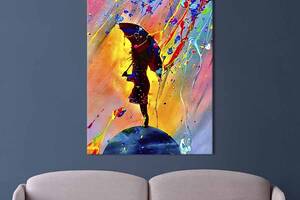 Картина в офис KIL Art Девушка с зонтом на красочном фоне 80x54 см (2art_200)
