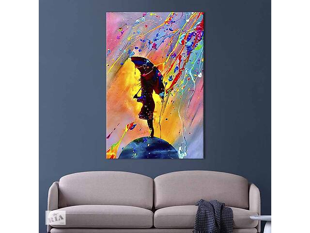 Картина в офис KIL Art Девушка с зонтом на красочном фоне 51x34 см (2art_200)
