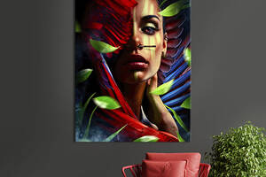 Картина в офис KIL Art Экзотическая девушка с перьями 80x54 см (2art_26)