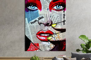 Картина в офис KIL Art Газета на лице красивой девушки 120x80 см (2art_164)