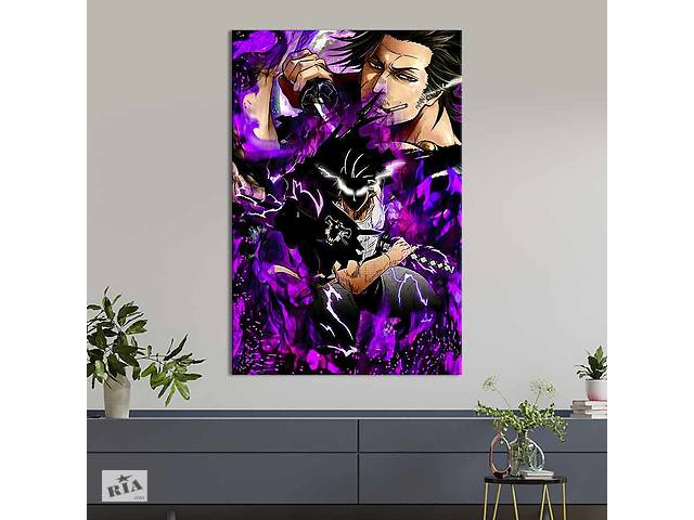 Картина в офис KIL Art Герои аниме Чёрный клевер на фиолетовом фоне 120x80 см (2an_82)