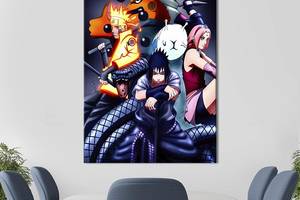 Картина в офис KIL Art Герои аниме Наруто на тёмном фоне 80x54 см (2an_116)
