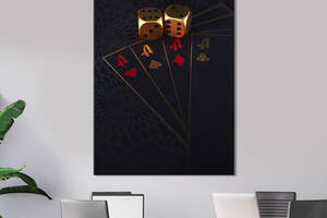 Картина в офис KIL Art Каре тузов и золотые игральные кости 80x54 см (2art_125)