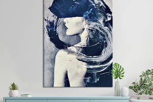 Картина в офис KIL Art Холодная абстрактная девушка на сером фоне 80x54 см (2art_31)