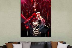 Картина в офис KIL Art Храбрый Аста с мечом, аниме Чёрный клевер 80x54 см (2an_84)