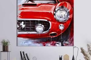 Картина в офис KIL Art Красная ретро-машина 80х80 см (1art_99)