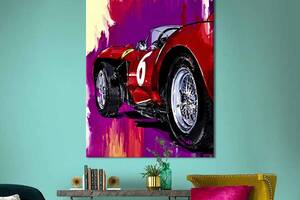 Картина в офис KIL Art Красный гоночный автомобиль на ярком фоне 80x54 см (2art_324)