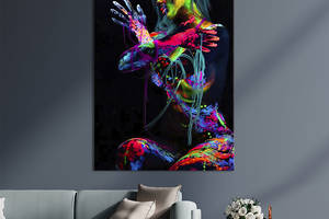 Картина в офис KIL Art Красивая восточная девушка в неоновой краске 80x54 см (2art_110)