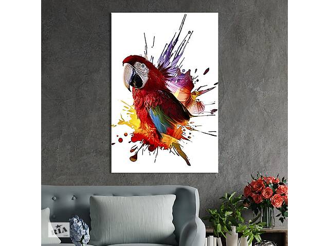 Картина в офис KIL Art Красивый красный попугай 51x34 см (2art_118)