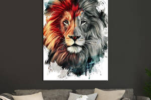 Картина в офис KIL Art Красивый лев с шикарной гривой 80x54 см (2art_117)